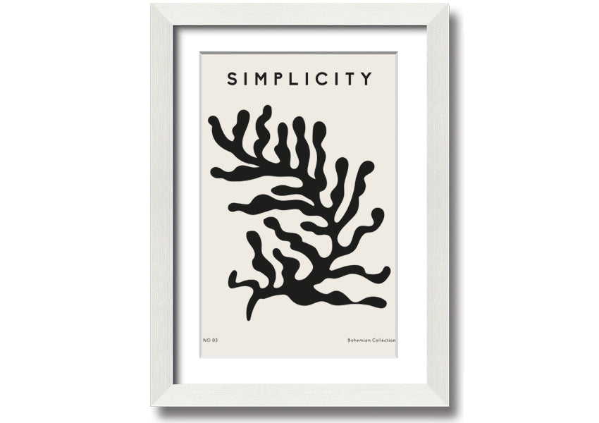 Simplicity Corals framed print featuring elegant coral design in a stylish frame, ready to hang.