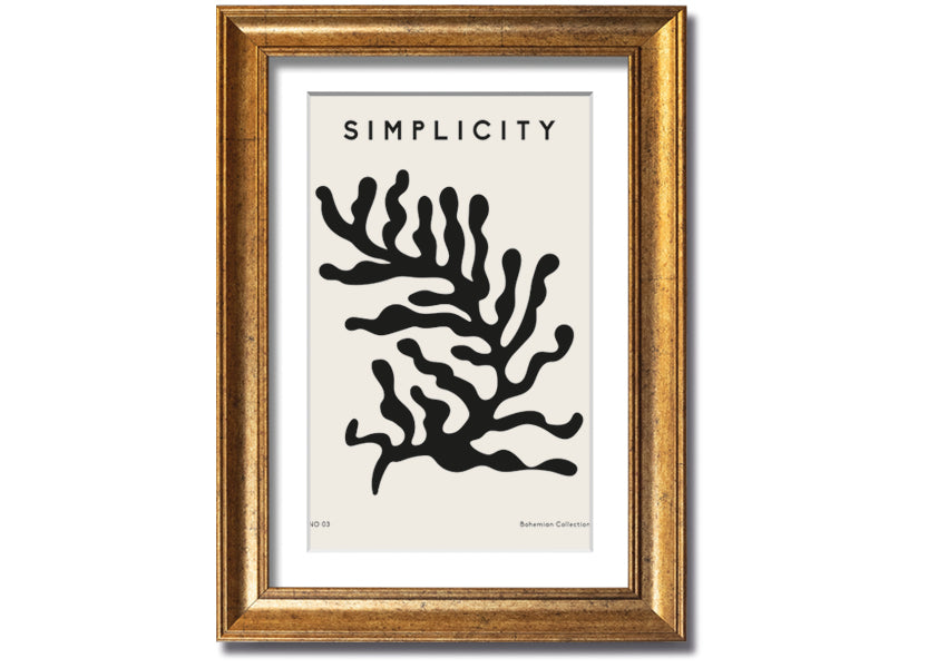 Simplicity Corals framed print featuring elegant coral design in a stylish frame, ready to hang.