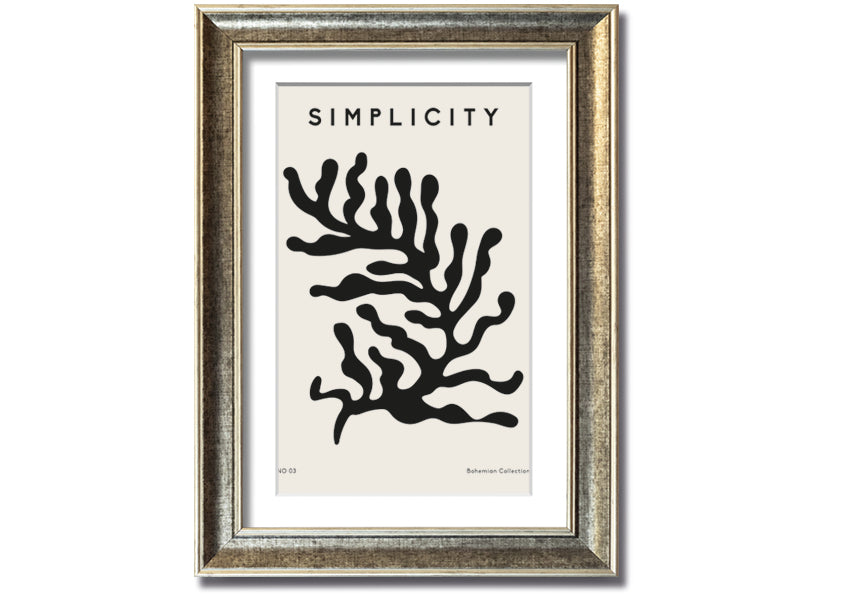 Simplicity Corals framed print featuring elegant coral design in a stylish frame, ready to hang.