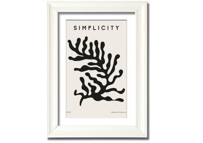 Simplicity Corals framed print featuring elegant coral design in a stylish frame, ready to hang.