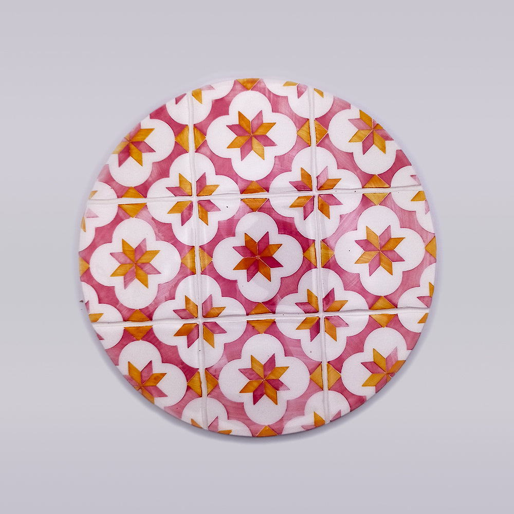 Colorful Sines Ceramic Trivet Stand with intricate hand-painted designs, perfect for protecting countertops and adding decor.