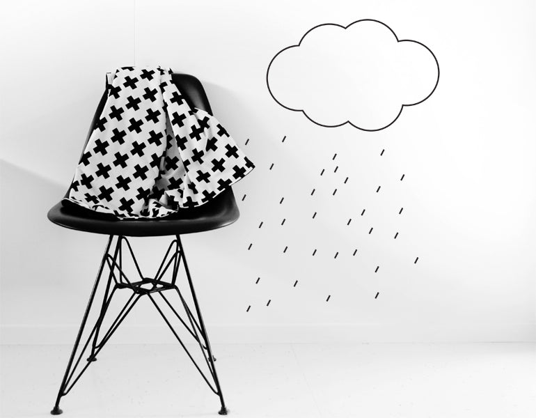 Singing in the Rain Wall Decal featuring a cloud and raindrops design, perfect for home decor.