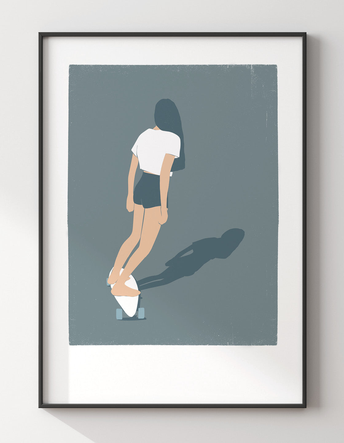 Skateboard Girl II print featuring a minimalist design, perfect for kitchen decor.