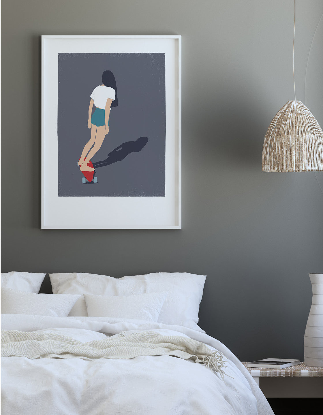 Skateboard Girl II print featuring a minimalist design, perfect for kitchen decor.