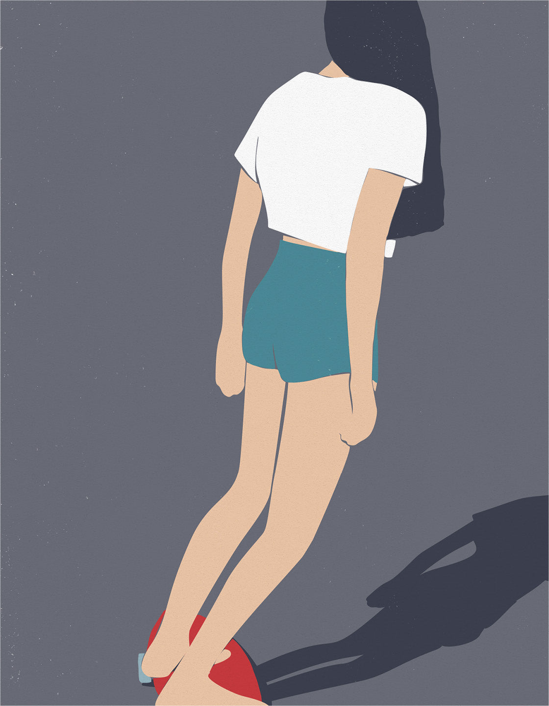 Skateboard Girl II print featuring a minimalist design, perfect for kitchen decor.