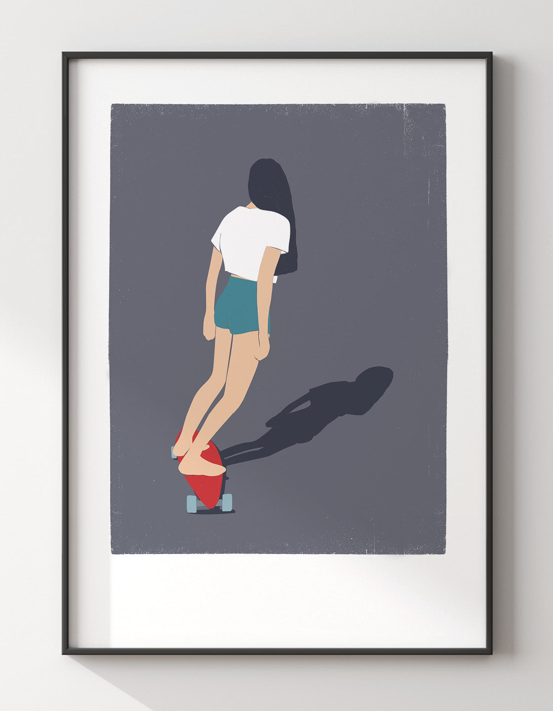 Skateboard Girl II print featuring a minimalist design, perfect for kitchen decor.