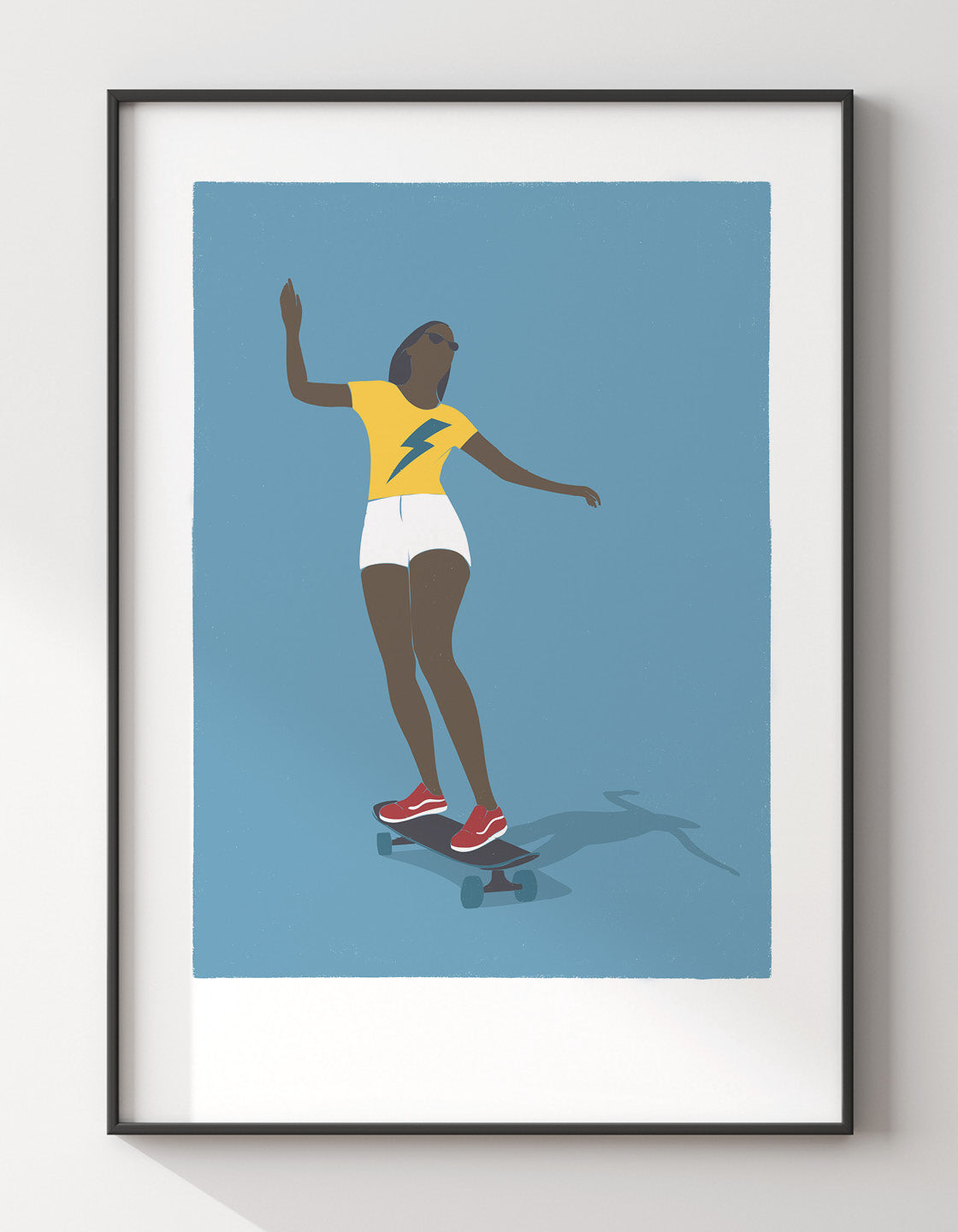 Vibrant Skater Girl IV poster featuring dynamic skateboarding design in bright colors.