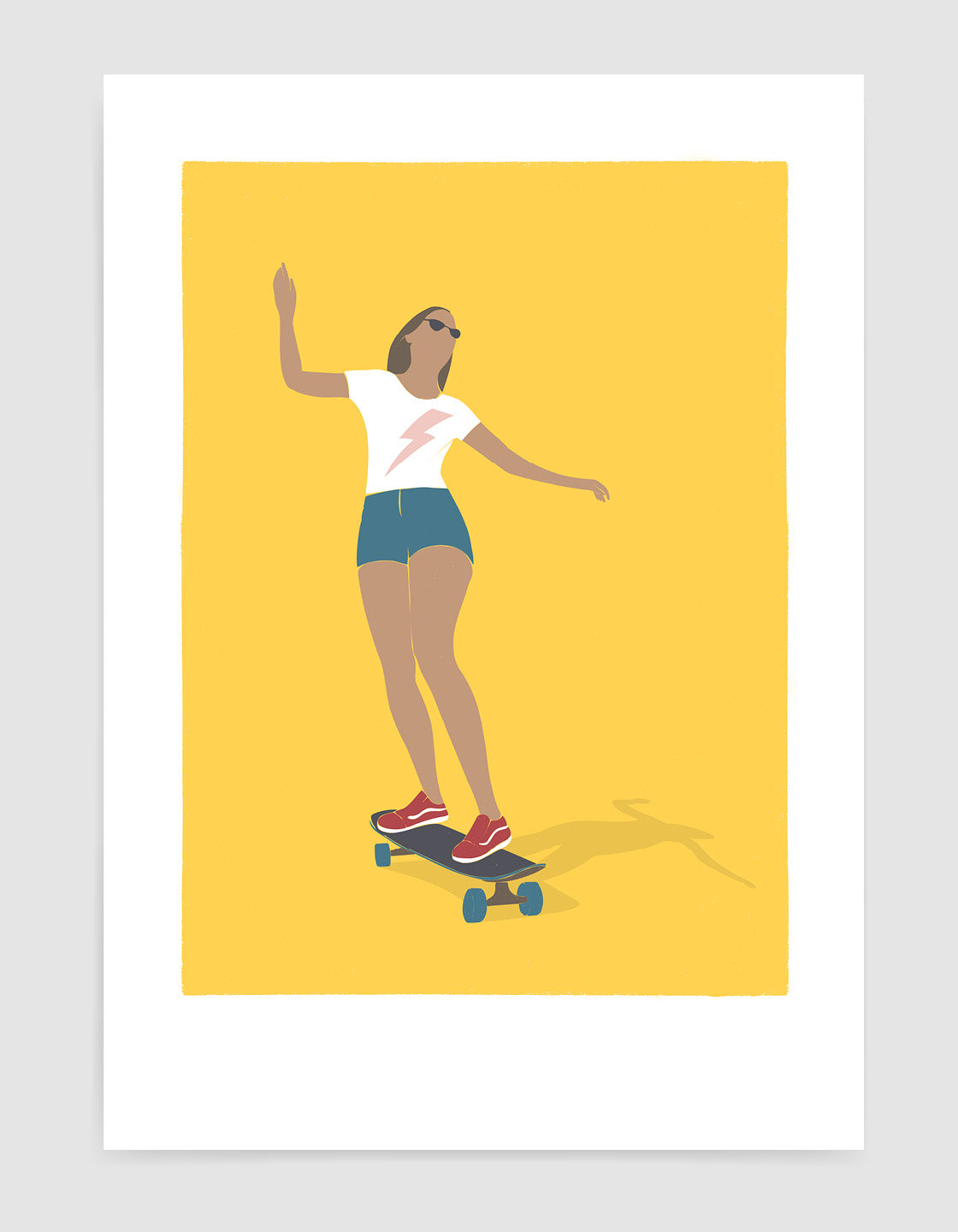 Vibrant Skater Girl IV poster featuring dynamic skateboarding design in bright colors.