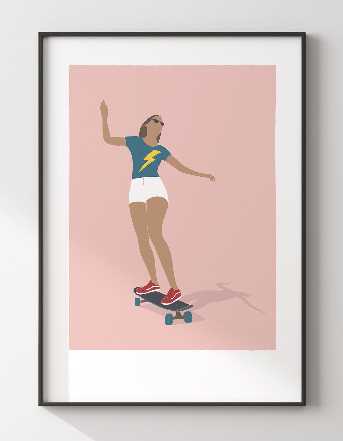 Vibrant Skater Girl IV poster featuring dynamic skateboarding design in bright colors.