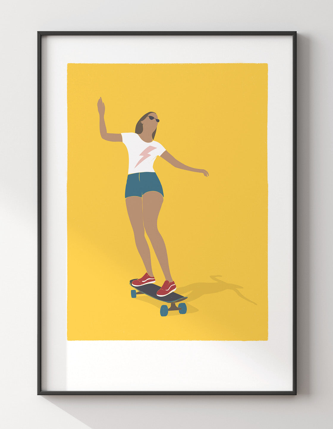 Vibrant Skater Girl IV poster featuring dynamic skateboarding design in bright colors.