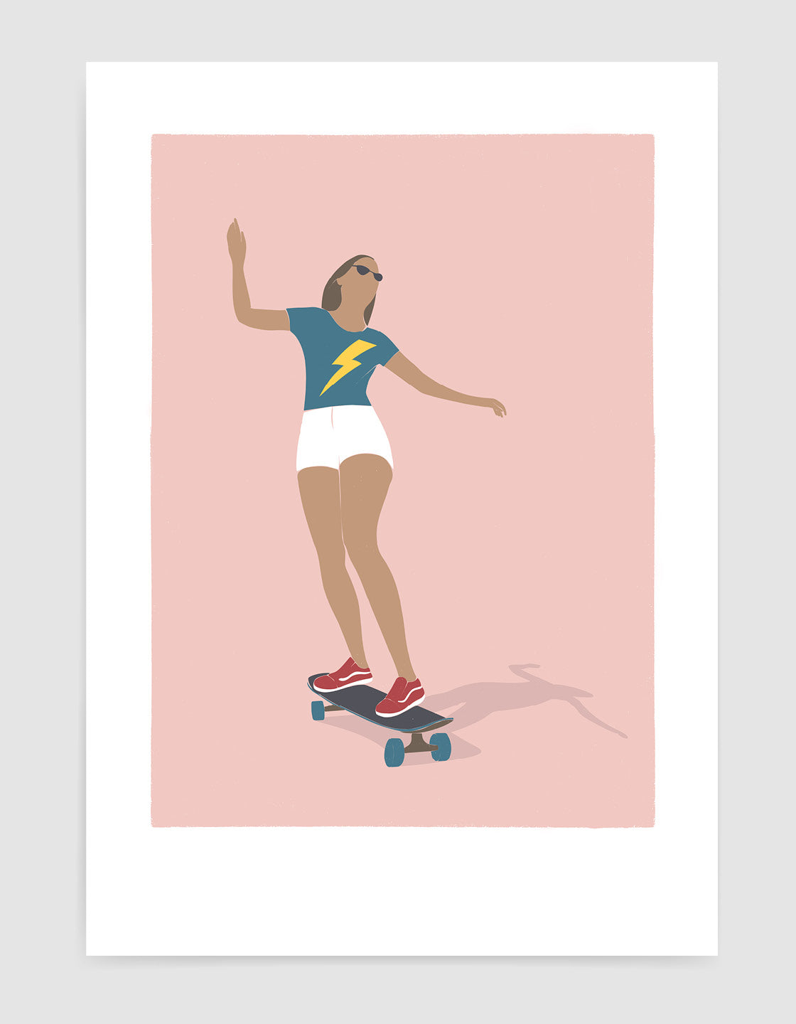 Vibrant Skater Girl IV poster featuring dynamic skateboarding design in bright colors.