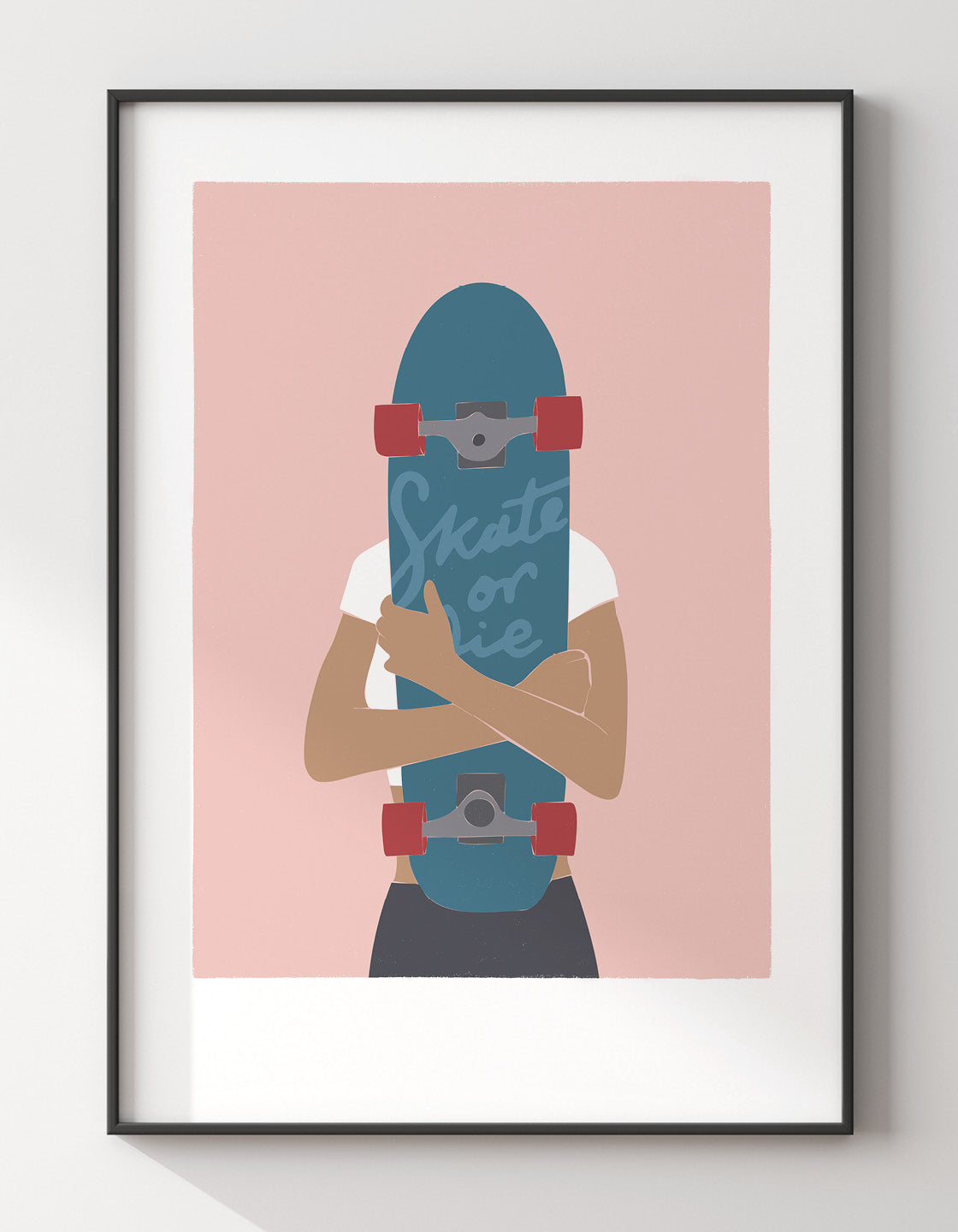 Skater Girl V art print featuring vibrant colors and dynamic skateboarding design.