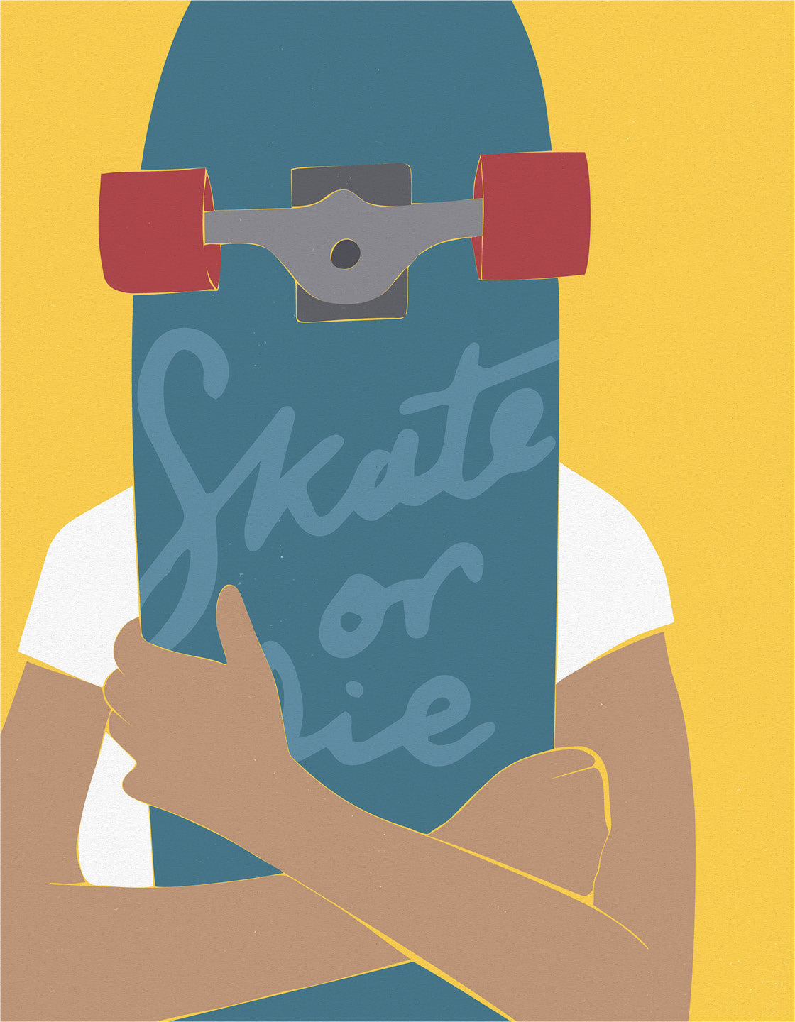 Skater Girl V art print featuring vibrant colors and dynamic skateboarding design.