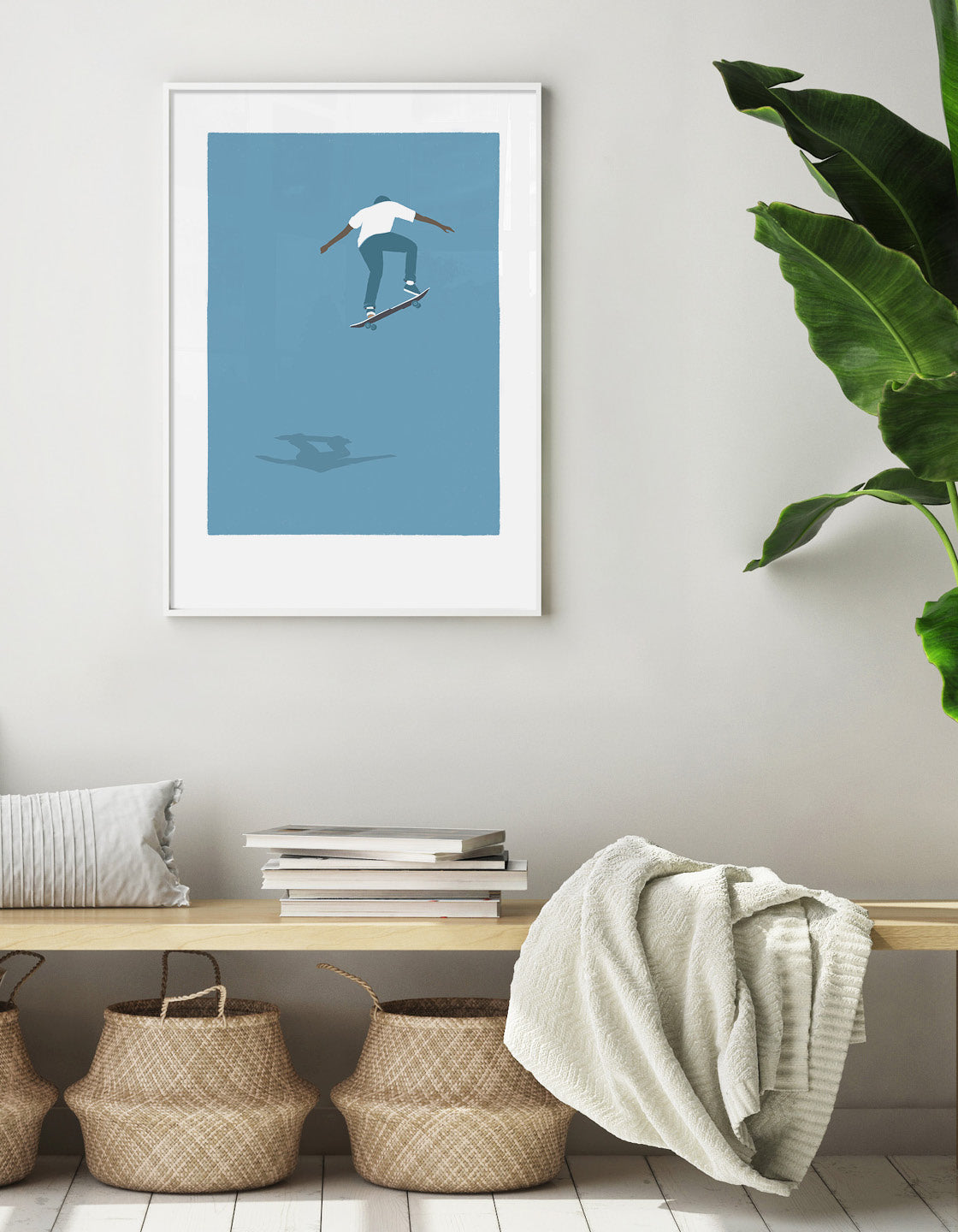 Vibrant Skater III print featuring dynamic skateboarding design in bright colors, perfect for decor enthusiasts.