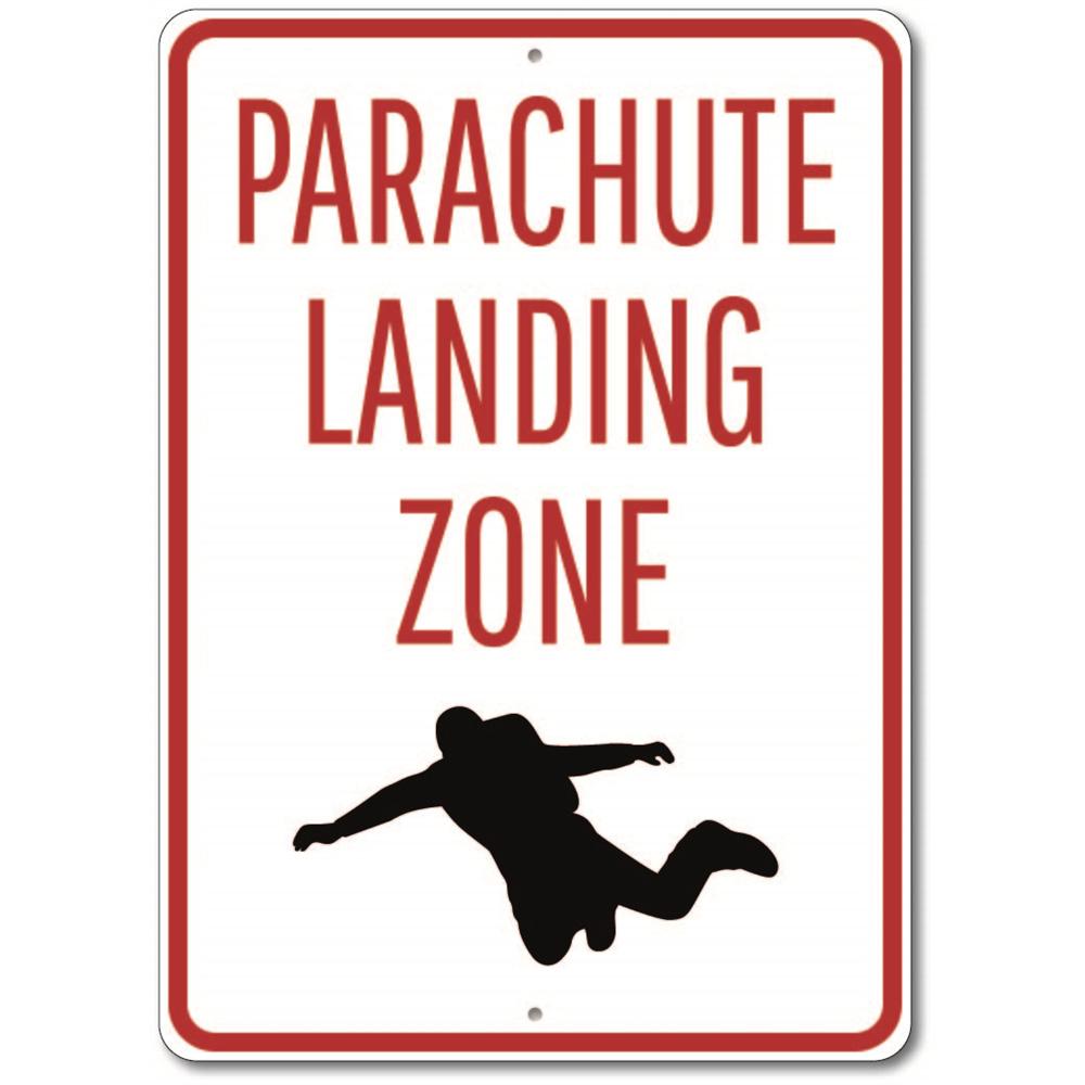 Customizable Skydiver Sign made from high-quality aluminum, featuring pre-drilled holes for easy mounting.