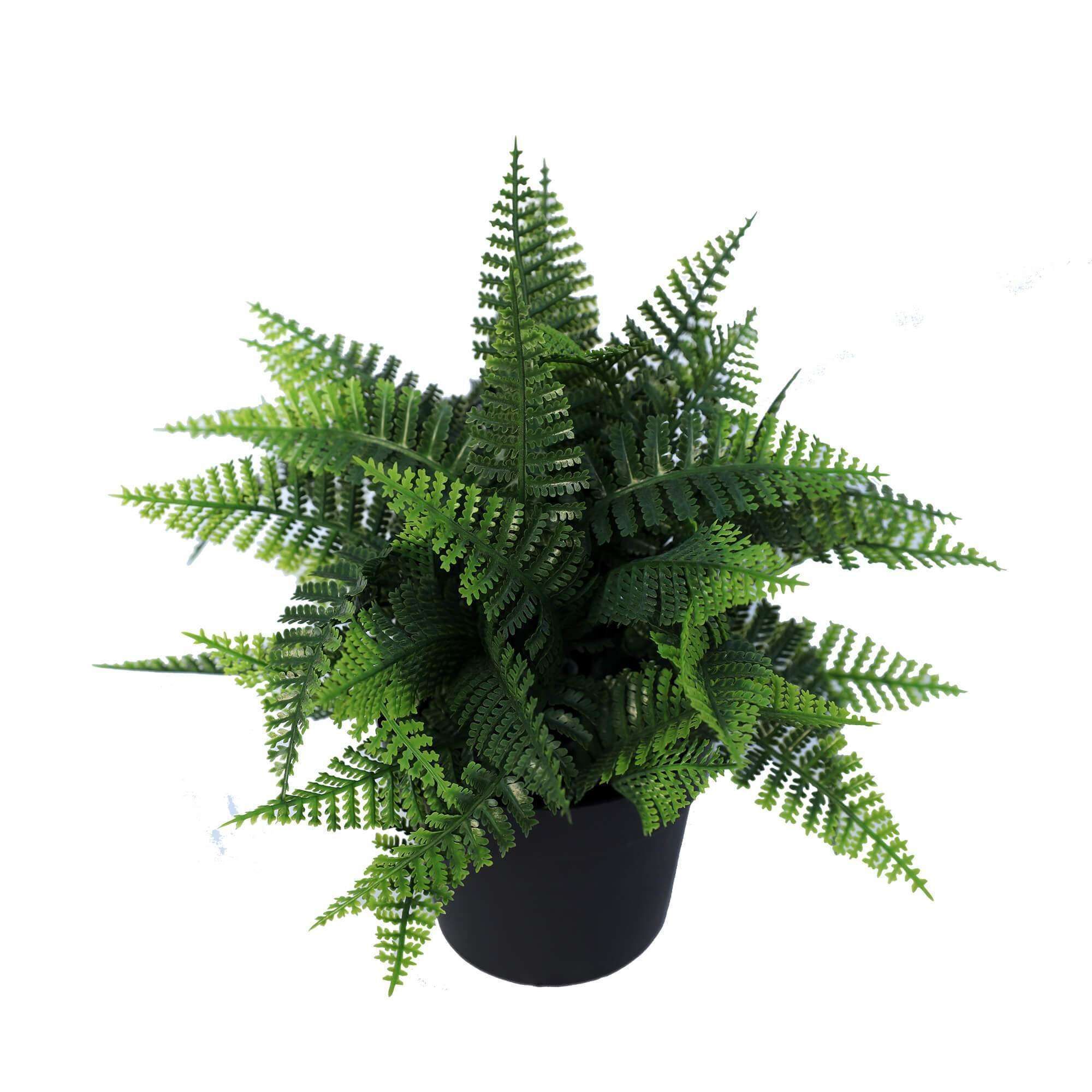 Small potted artificial Boston fern plant with lush green leaves, perfect for indoor and outdoor decoration.