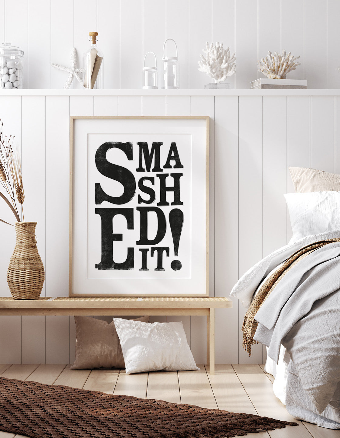 A vibrant tennis-themed wall art print featuring motivational typography, perfect for games rooms.