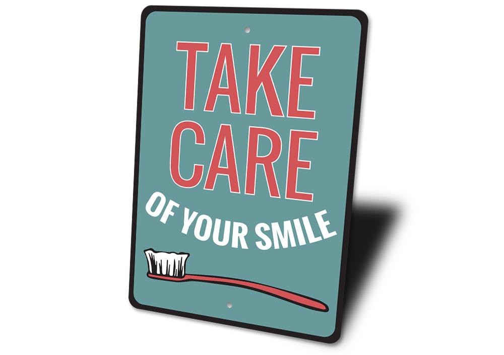 A vibrant Smile Sign made of aluminum, featuring customizable text and pre-drilled holes for easy mounting, perfect for home decor.