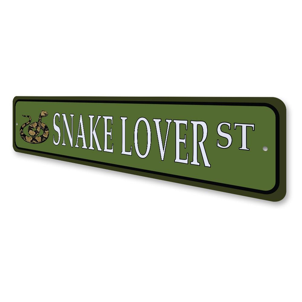 A vibrant Snake Street Sign made from high-quality aluminum, featuring customizable text and pre-drilled holes for easy mounting.