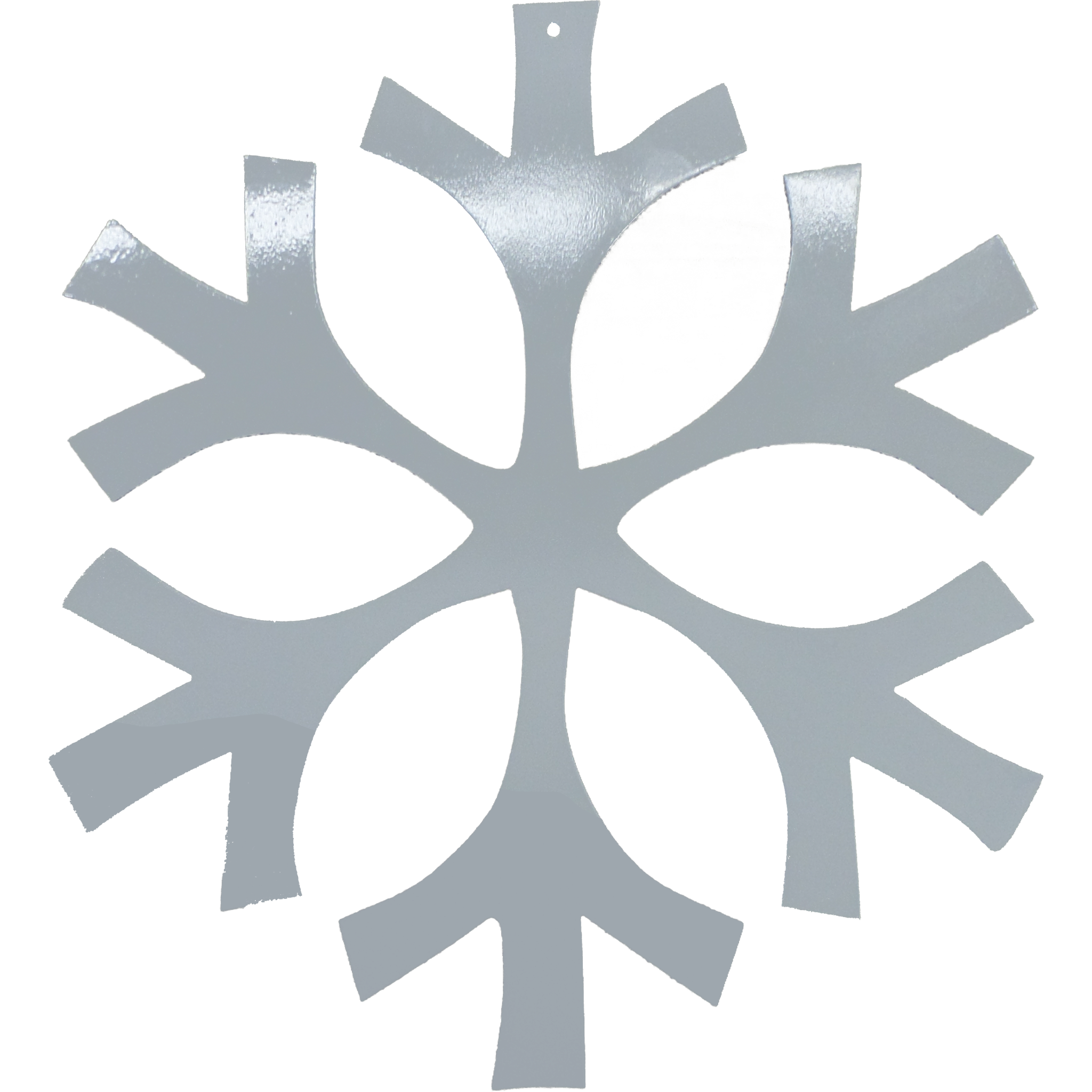 Snowflake Needle metal wall art featuring intricate snowflake design, crafted from high-quality steel with a low gloss powder coating.