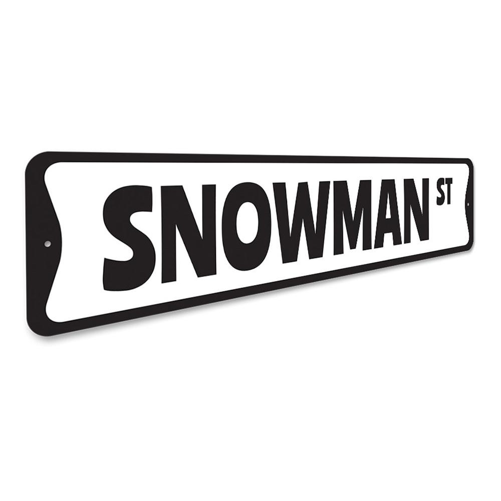 A festive Snowman Street Christmas Sign featuring a cheerful snowman design, perfect for holiday decorations.