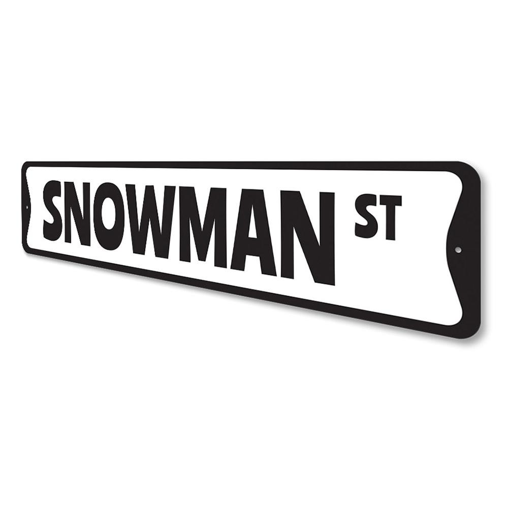 A festive Snowman Street Christmas Sign featuring a cheerful snowman design, perfect for holiday decorations.