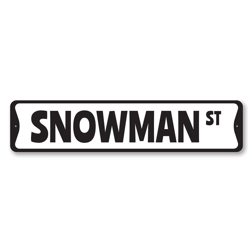 A festive Snowman Street Christmas Sign featuring a cheerful snowman design, perfect for holiday decorations.