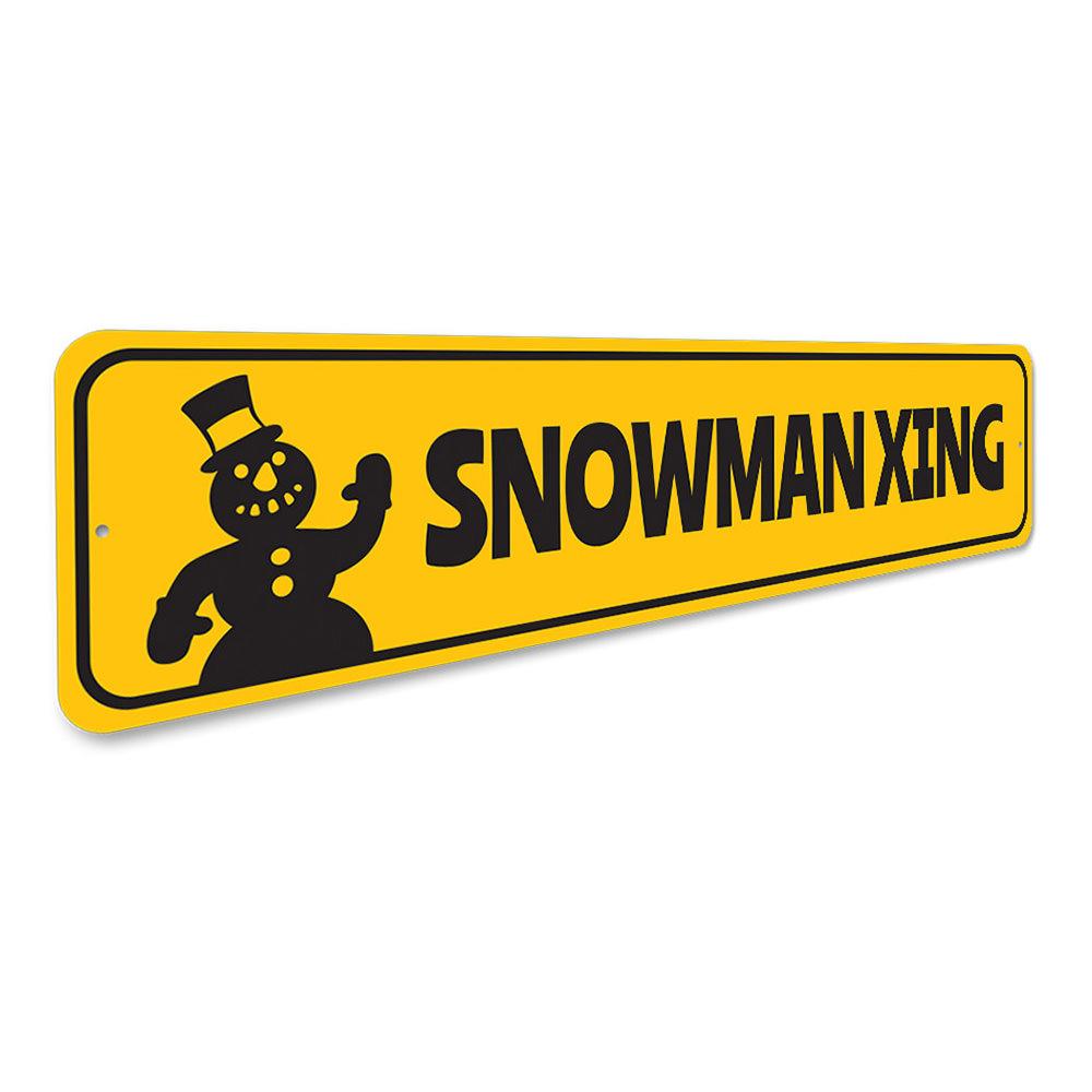 Snowman Xing Crossing Christmas Sign featuring a cheerful snowman design, perfect for holiday decorations.