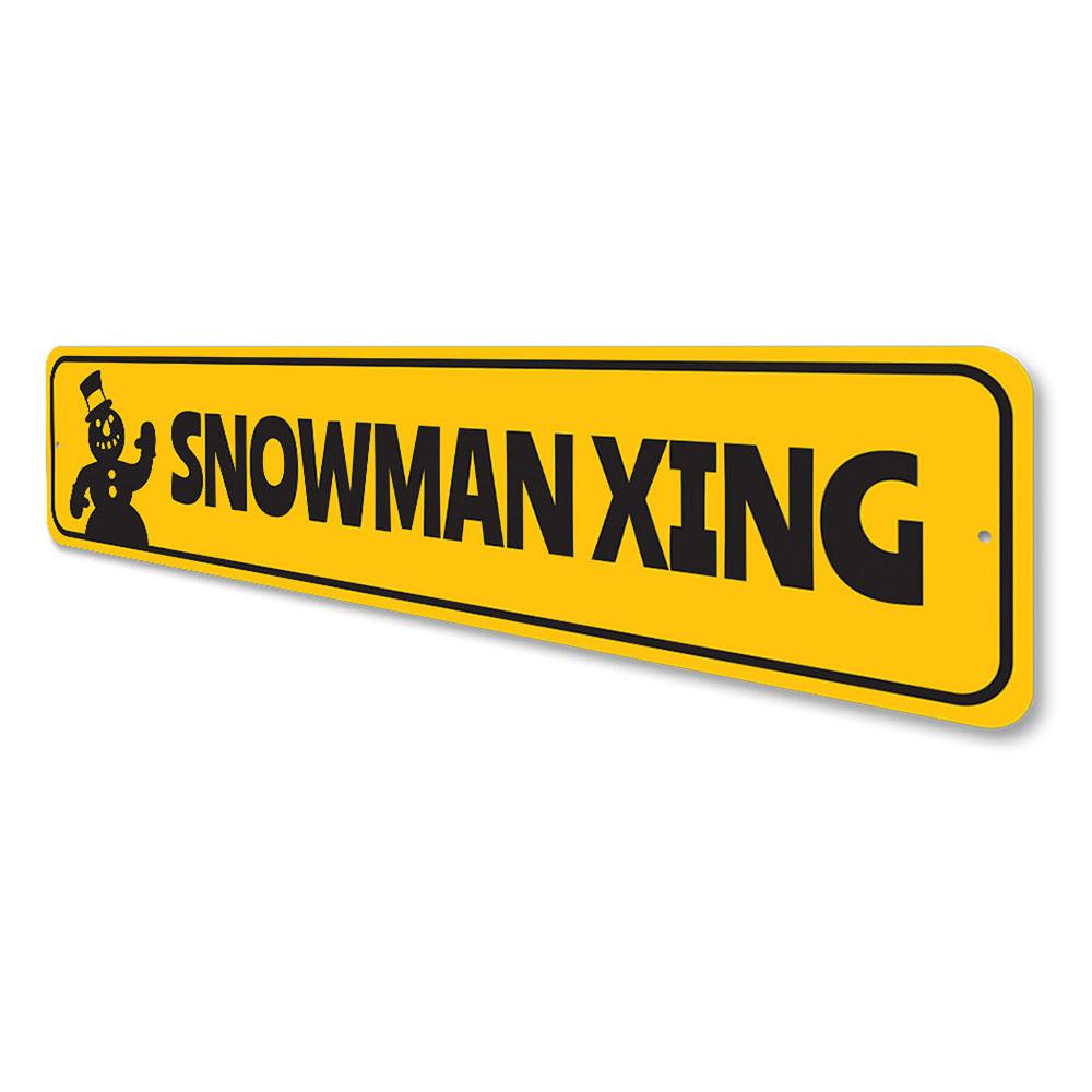 Snowman Xing Crossing Christmas Sign featuring a cheerful snowman design, perfect for holiday decorations.