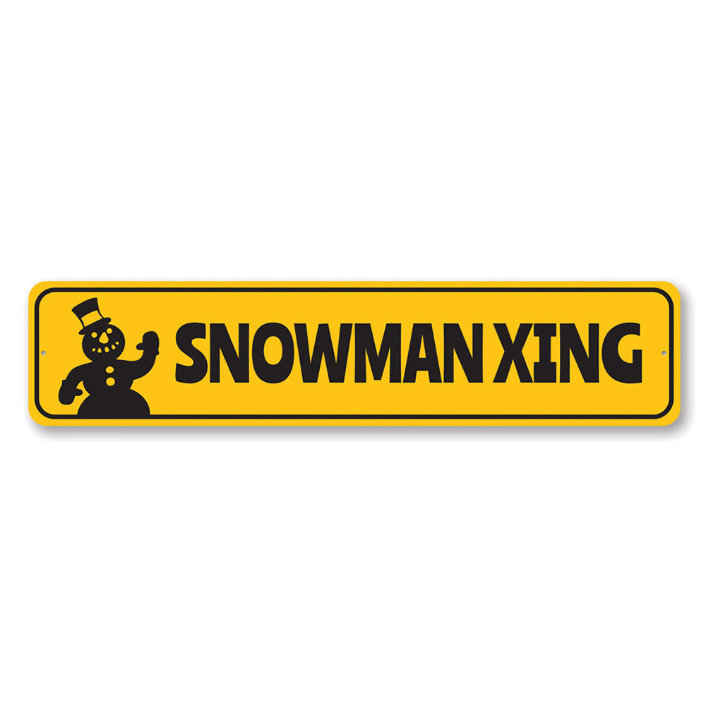 Snowman Xing Crossing Christmas Sign featuring a cheerful snowman design, perfect for holiday decorations.