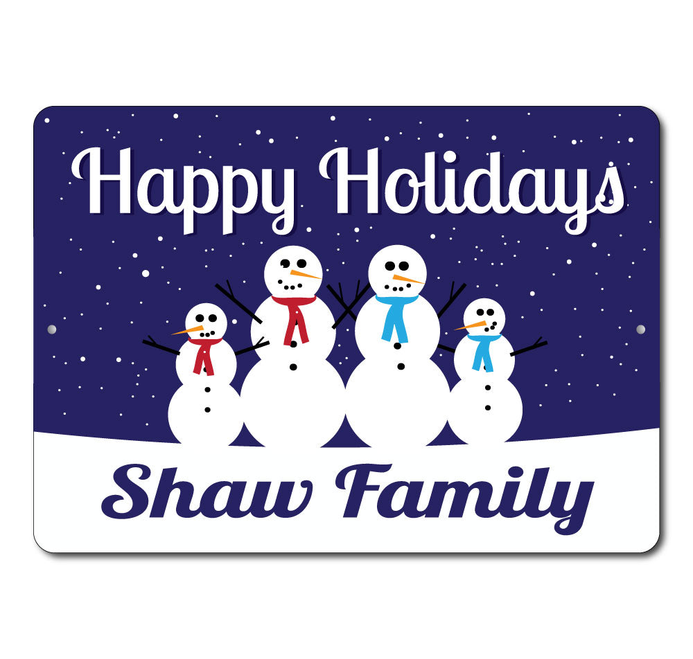 A festive Snowmen Sign featuring cheerful snowmen in a winter scene, perfect for Christmas decorations.