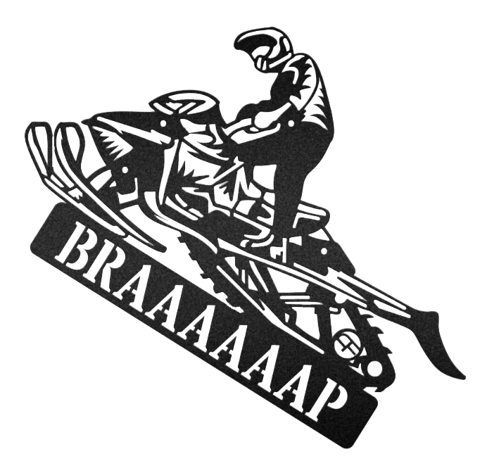 Snowmobile Metal Wall Art crafted from 16 gauge steel, featuring a unique design perfect for garage or home decor.