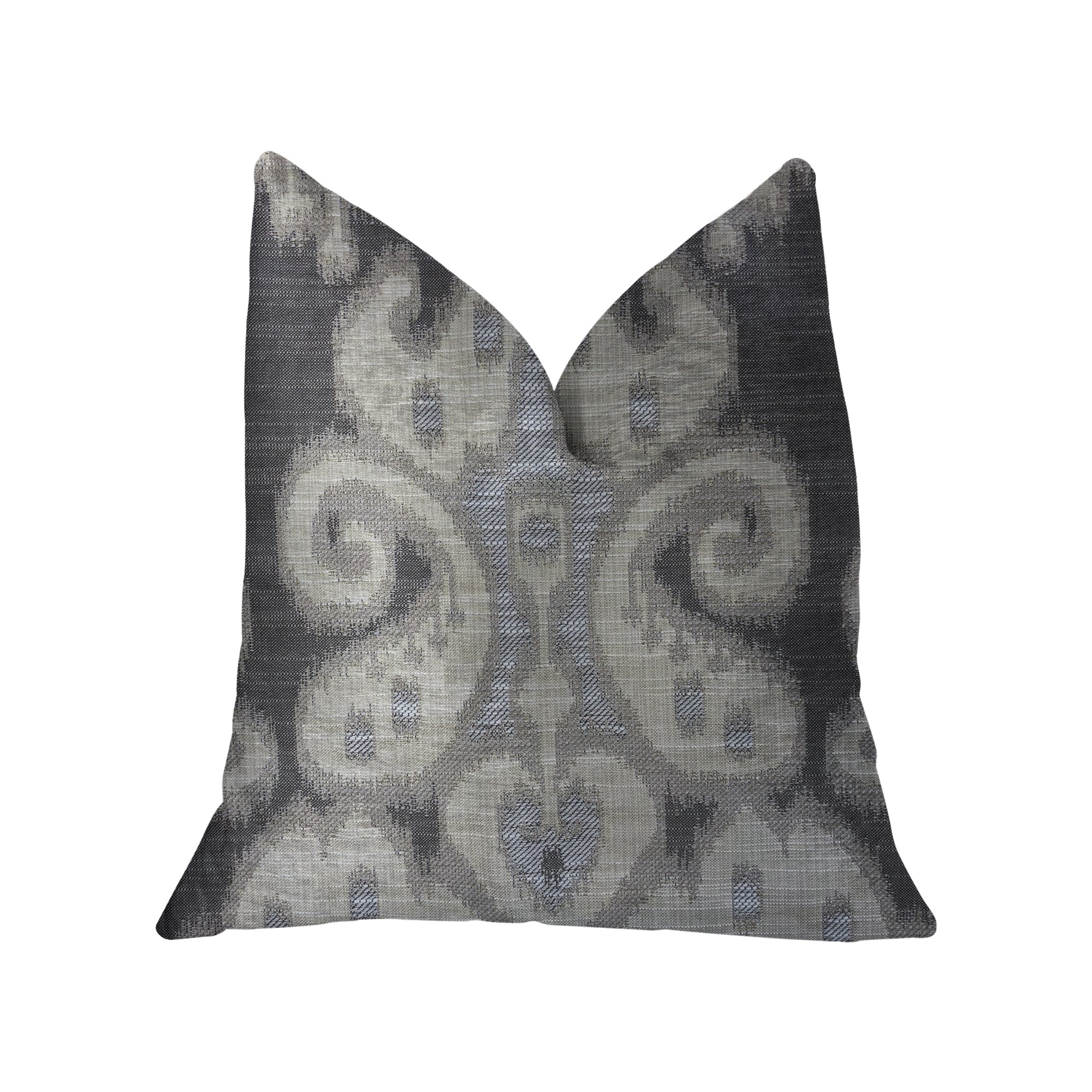 Social Butterfly Brown Shades Luxury Throw Pillow featuring a rich ikat pattern in warm brown tones, handmade in the USA with a sleek invisible zipper.