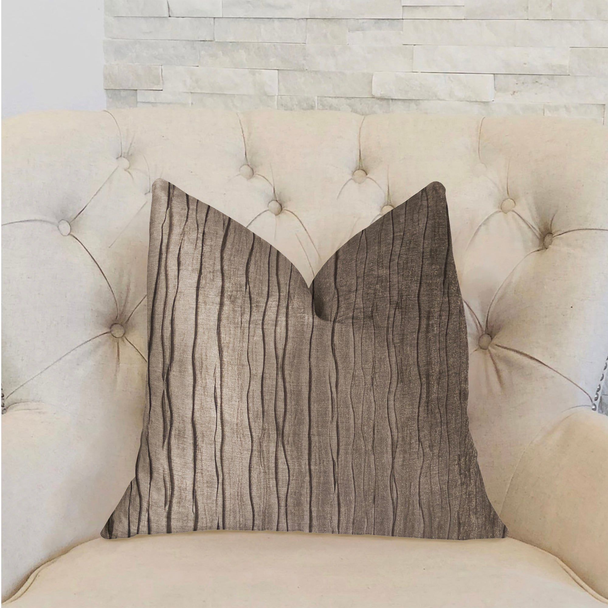 Solitude Gray Luxury Throw Pillow featuring a chic dobby pattern, handmade in the USA with an invisible zipper and hypoallergenic fill.