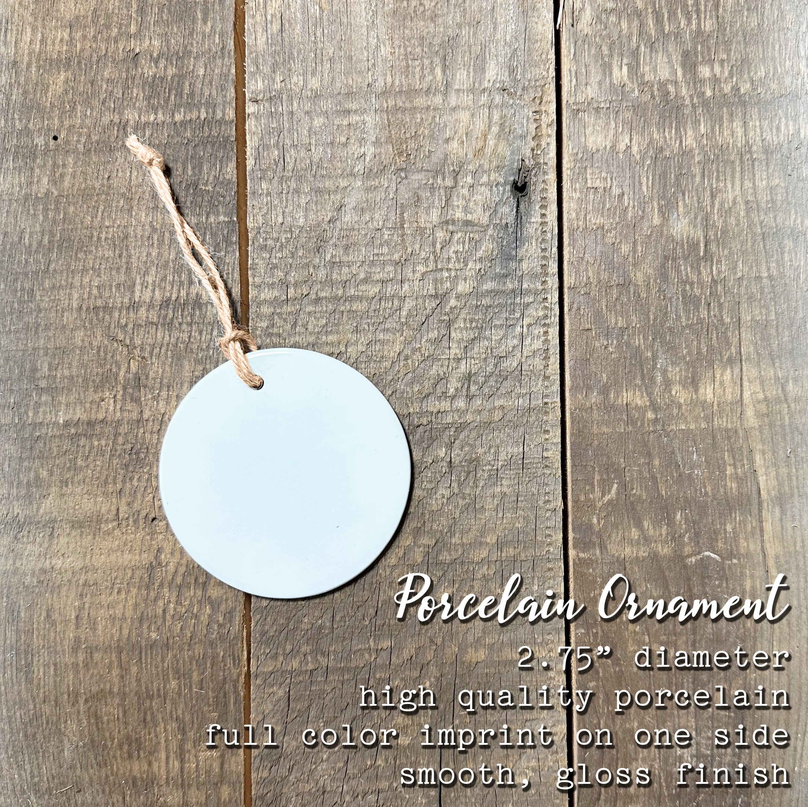 A beautifully crafted porcelain ornament featuring a heartfelt design for dads, measuring 2.75 inches in diameter with a glossy finish.