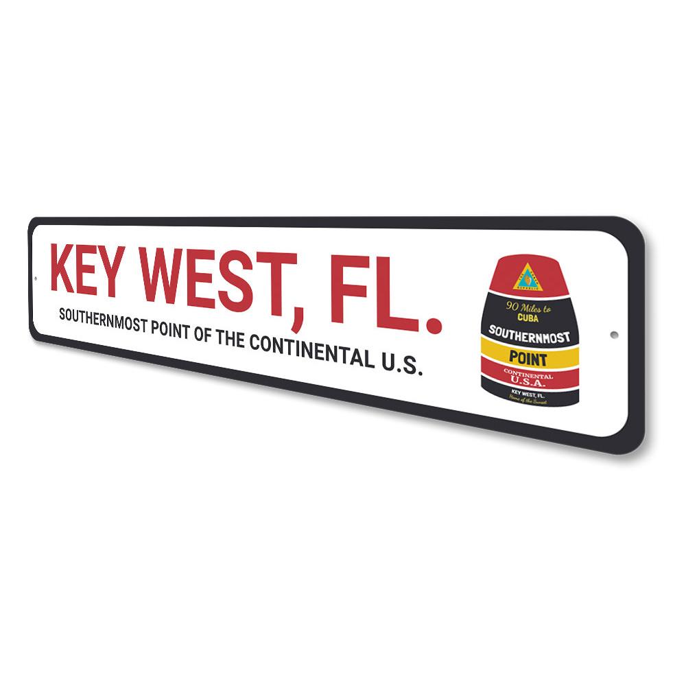 Southernmost Point Buoy Sign made of high-quality aluminum, featuring vibrant colors and a unique design, perfect for home decor.