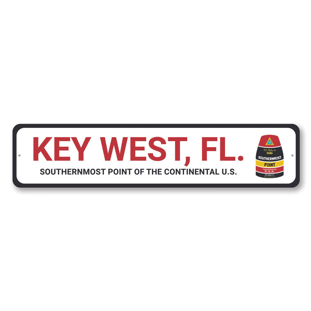 Southernmost Point Buoy Sign made of high-quality aluminum, featuring vibrant colors and a unique design, perfect for home decor.