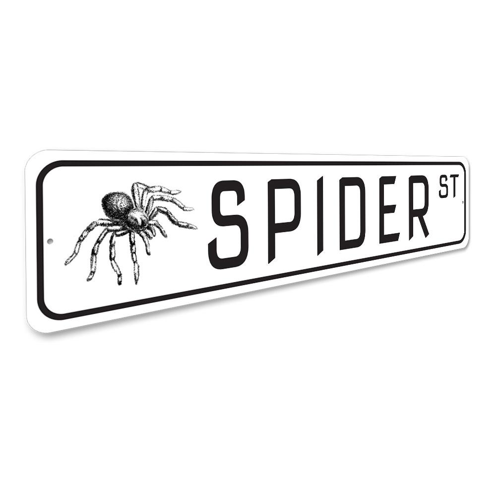 A custom Spider Street Sign made of high-quality aluminum, featuring a unique design perfect for home decor.