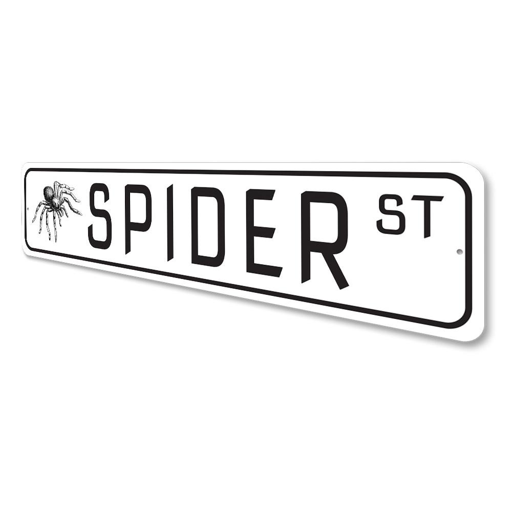 A custom Spider Street Sign made of high-quality aluminum, featuring a unique design perfect for home decor.