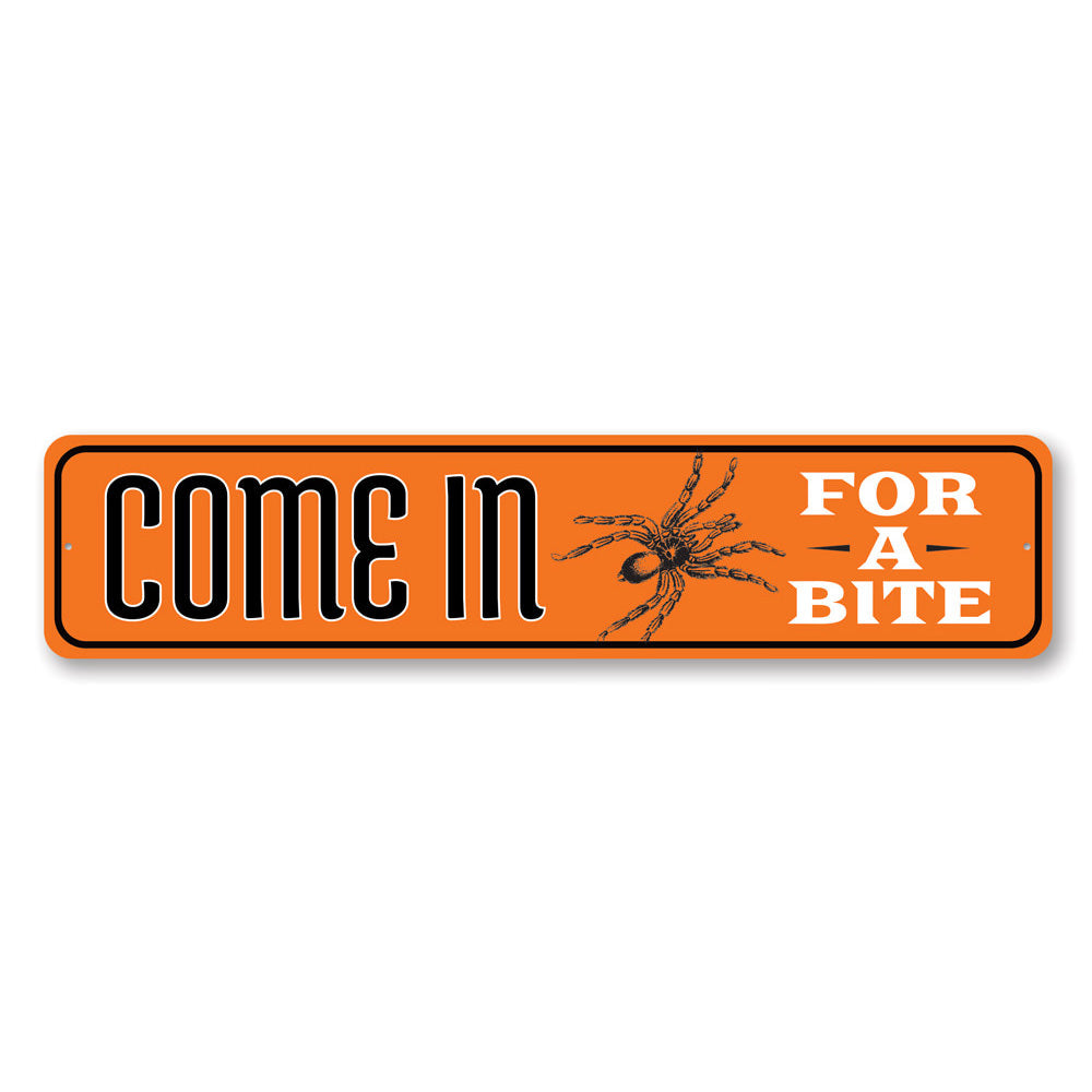 A spooky Spider Welcome Sign made of high-quality aluminum, featuring intricate spider designs, perfect for Halloween decorations.