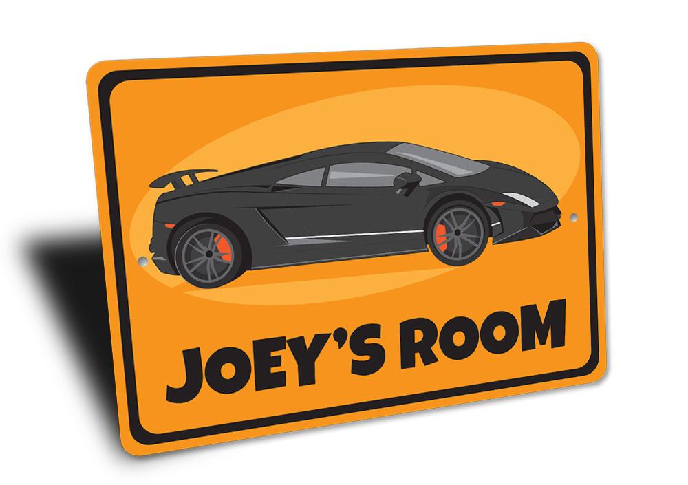 A vibrant Sports Car Sign featuring a sleek design, perfect for kids' rooms and car enthusiasts, made from high-quality aluminum.