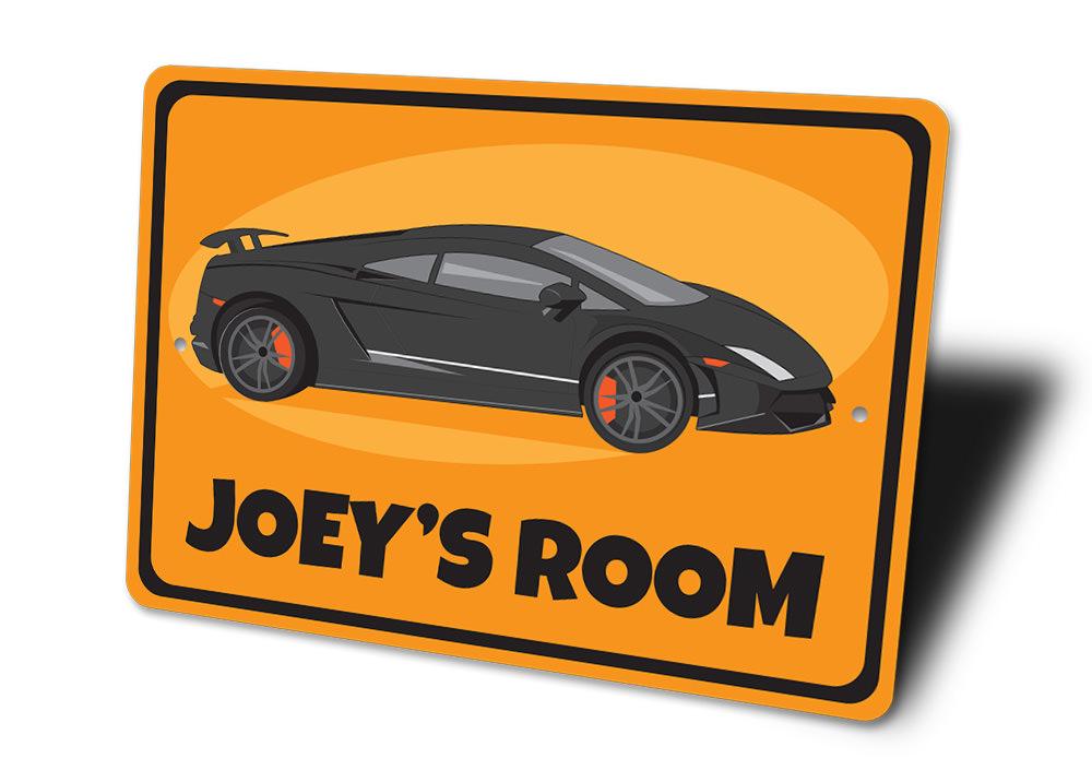 A vibrant Sports Car Sign featuring a sleek design, perfect for kids' rooms and car enthusiasts, made from high-quality aluminum.