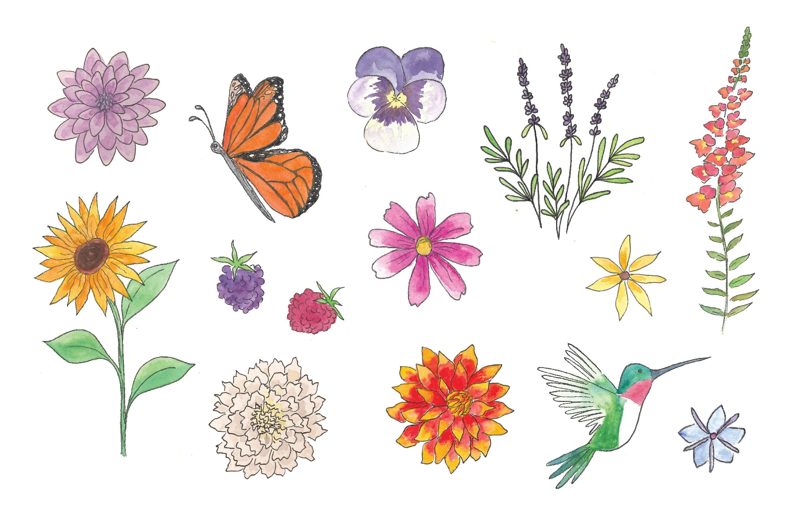 A vibrant collection of spring flower mirror stickers on a vinyl sheet, showcasing various colorful floral designs.