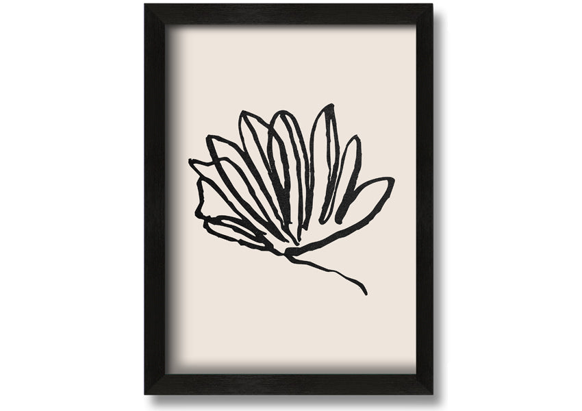 A beautifully framed Squiggle Leaf Lines print showcasing a unique leaf design, available in various frame colours.