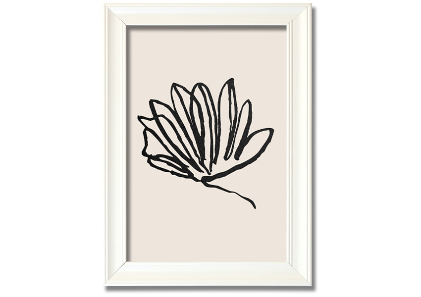 A beautifully framed Squiggle Leaf Lines print showcasing a unique leaf design, available in various frame colours.