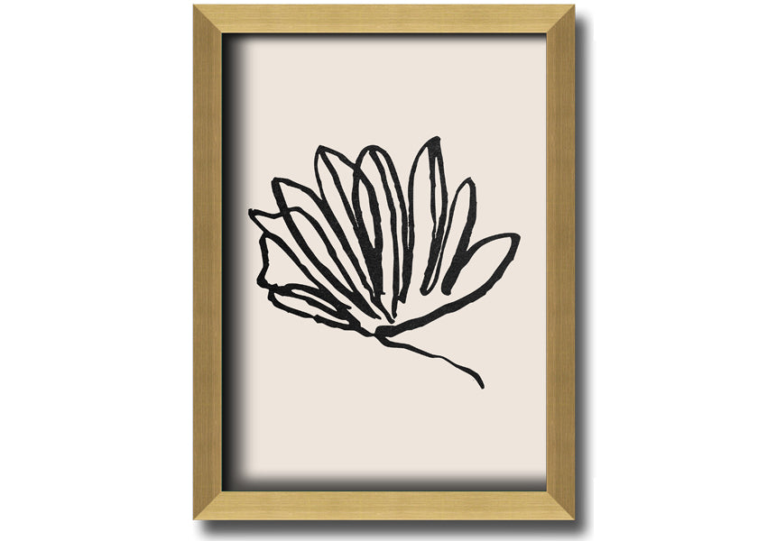 A beautifully framed Squiggle Leaf Lines print showcasing a unique leaf design, available in various frame colours.