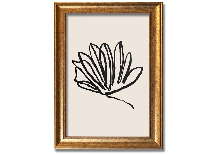 A beautifully framed Squiggle Leaf Lines print showcasing a unique leaf design, available in various frame colours.