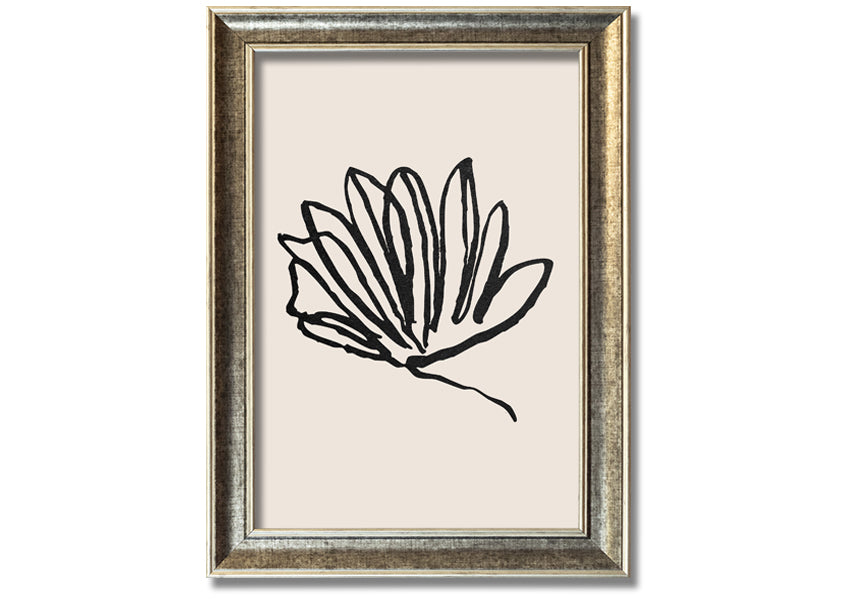 A beautifully framed Squiggle Leaf Lines print showcasing a unique leaf design, available in various frame colours.