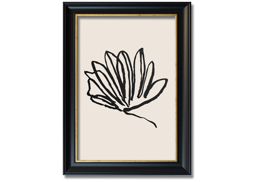 A beautifully framed Squiggle Leaf Lines print showcasing a unique leaf design, available in various frame colours.