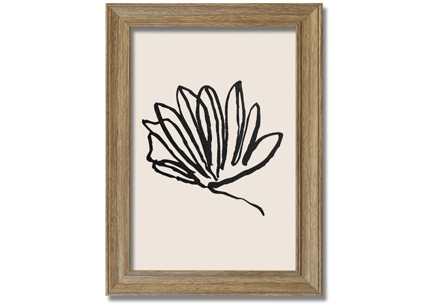 A beautifully framed Squiggle Leaf Lines print showcasing a unique leaf design, available in various frame colours.